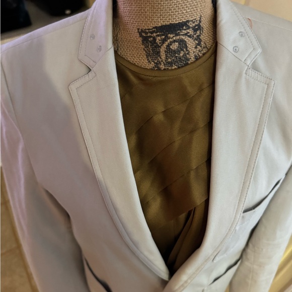 Men's light cream khaki Blazer - Picture 2 of 16